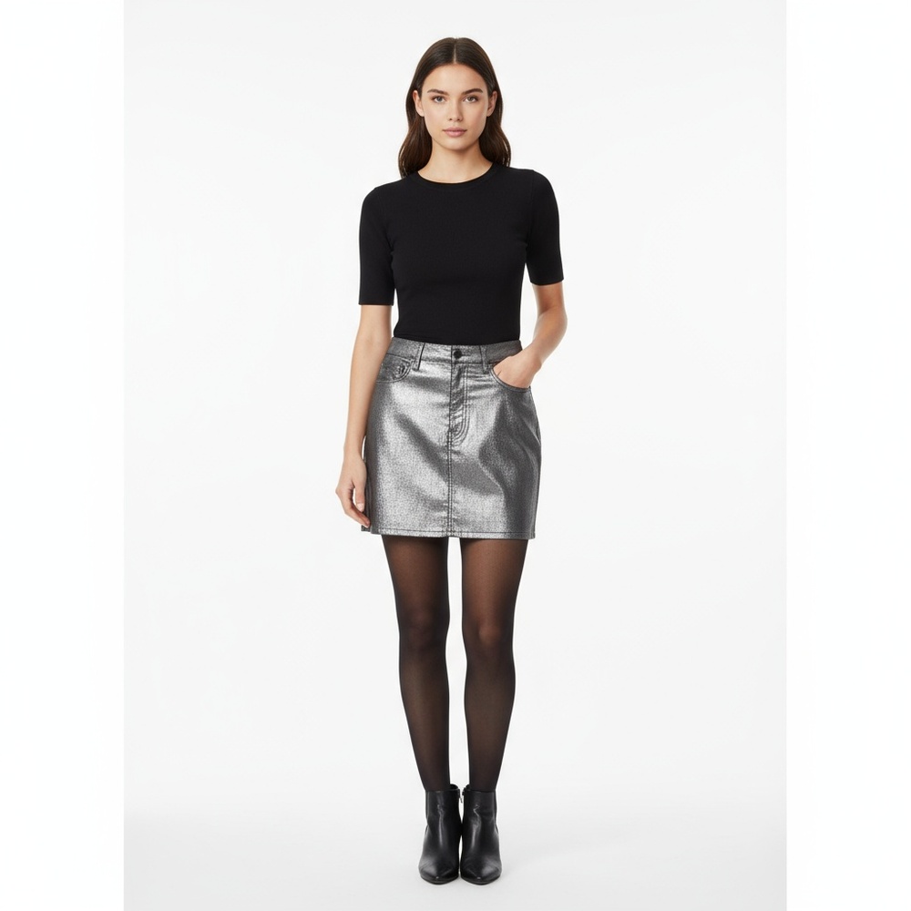 NWT a.n.a Size 16 Silver Metallic Mini Skirt